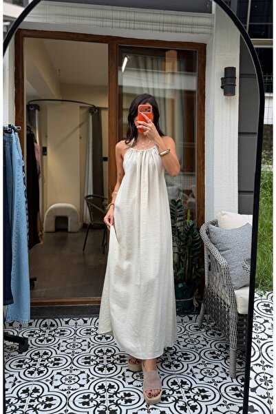 Vonica Official Sırt Dekolteli Elbise Ivory