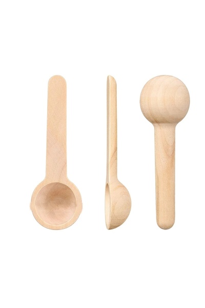 kamptek kamp teknolojisi Kamptek Wooden Mini Round Spice Spoon Set - Natural Handmade Precision Measuring Salt Coffee Jar Spoon