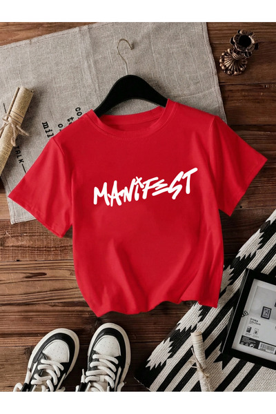 Let's Wear 100% Cotton Crew Neck Premium Tshirt for Kids with Printed Manifes...