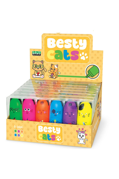 Lebez Флуоресцентен хайлайтър Besty Cats, комплект горен и долен, 6 цвята (6 ...