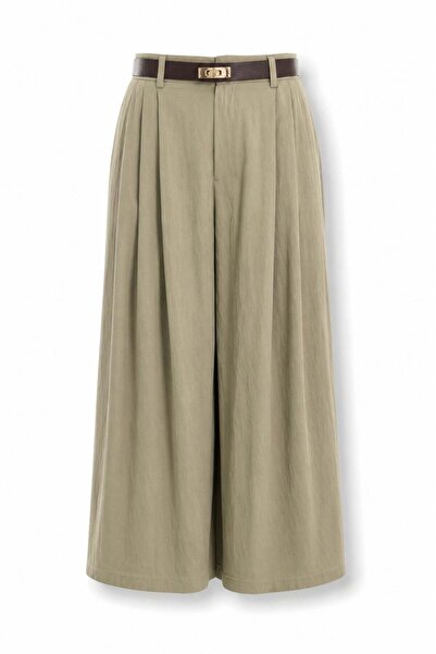 5in1Canpolat Khaki Belted Pleated Trousers 51419
