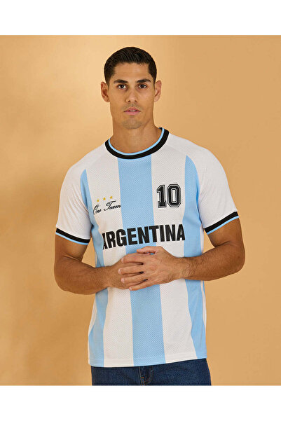 REDTAG Men Sky Blue Argentina Football Fan T-Shirt