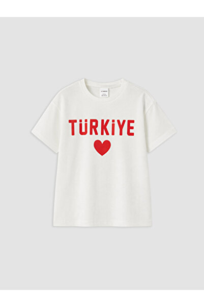 LC Waikiki Rmz Gi̇yi̇m Farkiyla Zero Roba Collar Printed Girls' T-Shirt