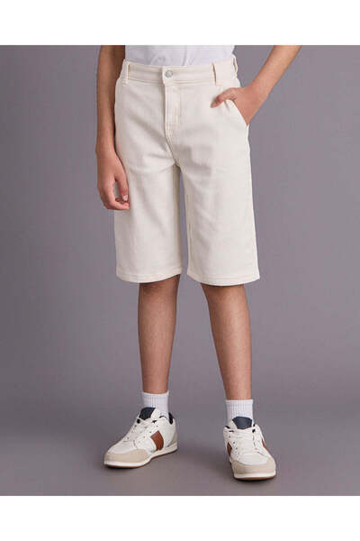REDTAG Senior Boys White 5 Pocket Shorts