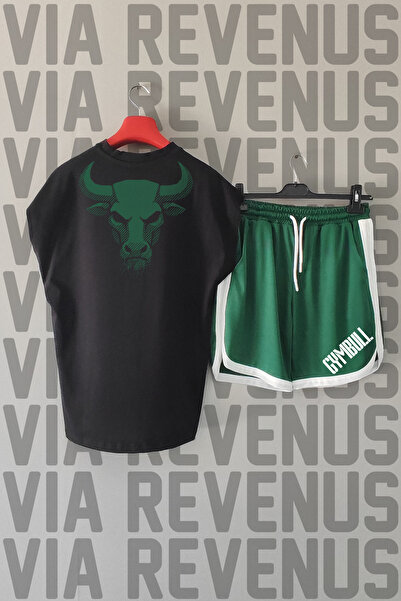 Vordevia Boğa Printed Zero Sleeve Sports Tshirt and Shorts Sports Training Set