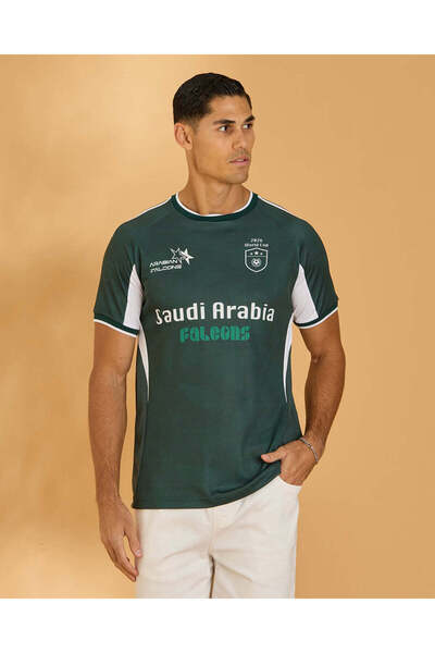 REDTAG Men Green Saudi Arabia Football Fan T-Shirt