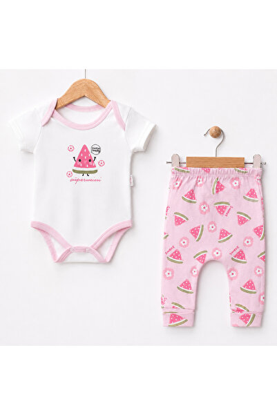 casa nexa 100% Cotton Watermelon Patterned Baby Girl Set Body Pants Set 0-3 M...