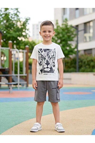 MonAlisa Kids Boy's Tiger Printed Shorts Suit