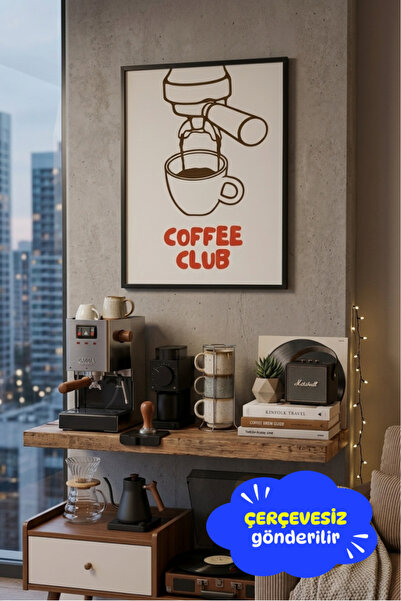 Clumsy Coffee Club İllüstrasyon Baskı - Modern ve Eğlenceli Poster