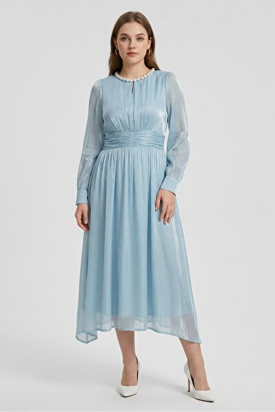 Kathy Ireland Women Plain Midi Dress, Blue