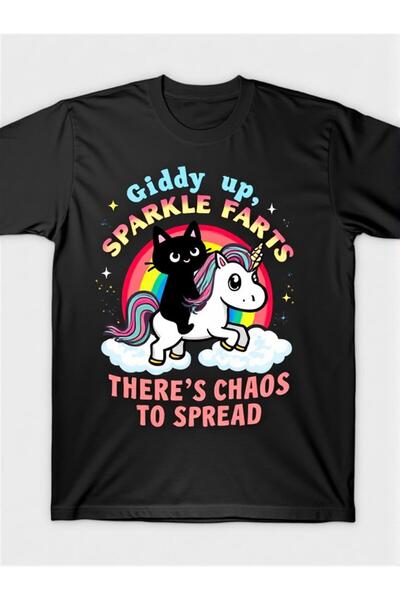 LİNA06 Fun "Take Control, Shiny Butts, Let's Make Some Chaos" Unicorn and Cat...