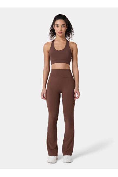 SQUATWOLF WL051671163 High Rise Flared Pants Kahverengi Kadın Sweatpant
