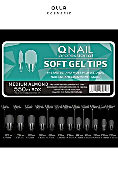 OLLA KOZMETİK Protez Tırnak Kapsül Soft Jel Tips 550 ADET Medium Almond Yeni ...