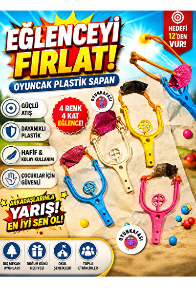 OYUNKAFASI Oyuncak Plastik Sapan Hedef Oyunu | 4 Renk Karışık | Çocuklar İçin...