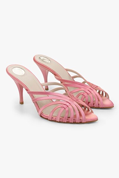 Shoeberry Women's Juan Salmon Satin Heeled Slippers