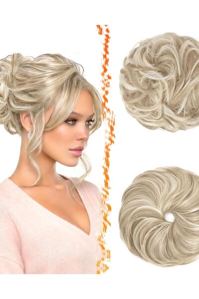 Dotail Set BARSDAR de 2 extensii de coadă de cal, păr creț sau ondulat, Blond...