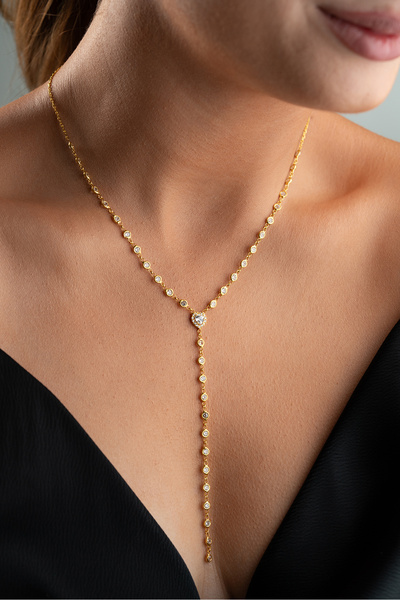 Silvano Jewelry 925 Ayar Gümüş Kalpli Suyolu Y Kolye