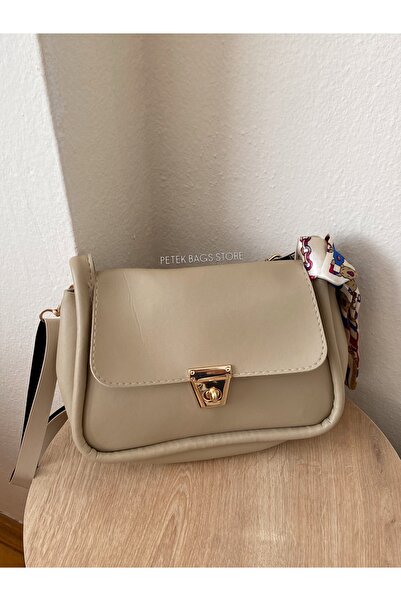 Petek Collection Scarf Detail Lock Closure Shoulder Bag