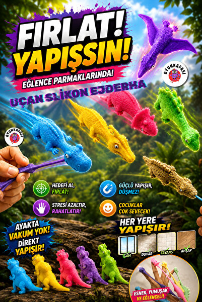 OYUNKAFASI Uçan Yapışan Esnek Dinazor Oyuncağı – Esnek, Yapışkan, Fırlatmalı ...