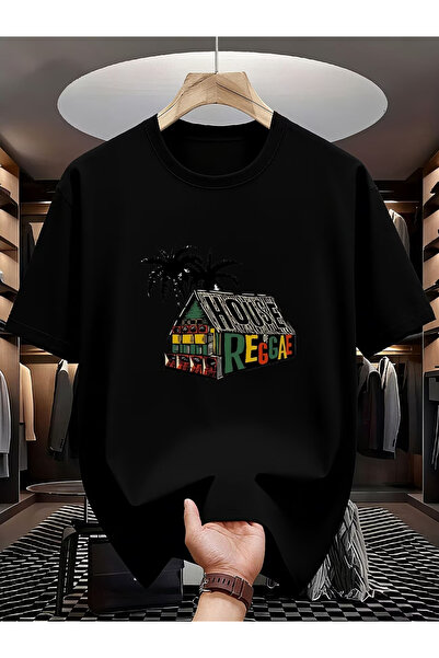 NOURAM تي شيرت رجالي بأكمام قصيرة - تصميم HOUSE OF REGGAE مطبوع بشكل إبداعي، ...