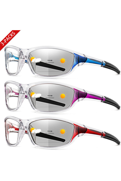Choice5 BE11-12-13 3 Pairs Photochromic Sunglasses Cycling Eyewear Men Women ...