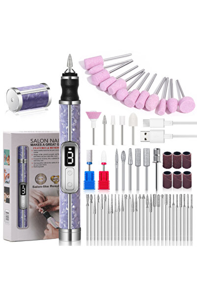 Choice9 Purple ProMax Cordless Electric Nail File Set 4 Adjustable Speeds for...