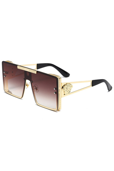 Choice1 Brown New stylish sunglasses with oversized frames, trendy metal desi...