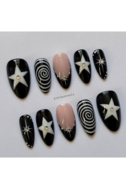 Choice QXXX-S 10 pieces of hand-pressed almond-shaped nails, beautiful false ...