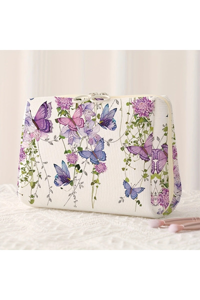 Choice Purple Butterfly 1pc，Purple butterfly print pattern makeup bag, portab...