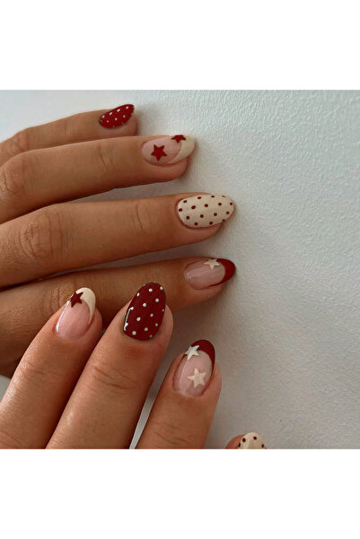 Choice 4141 24pcs Oval Star Polka Dot Nail Stickers, Acrylic Material, Perfec...