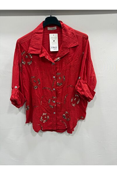 della moor Women's Red Italian Plus Size Floral Embroidered Sequin Embroidere...