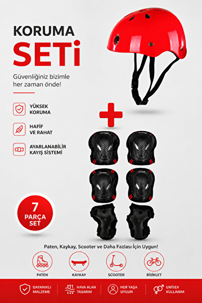 düşler oyuncak dünyası Kask Dizlik Dirseklik Bileklik Full Koruyucu Set 7 Par...