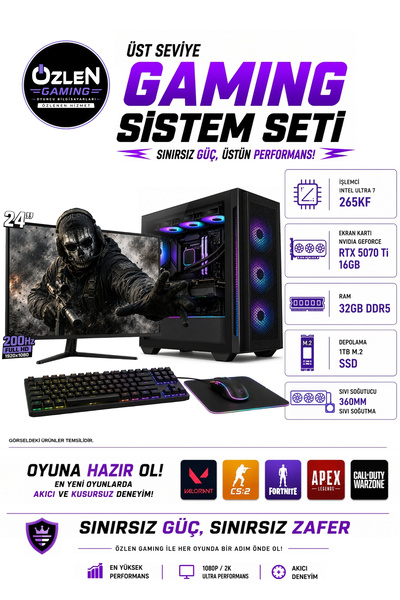 ÖZLEN XXL3 ULTRA 7 265KF RTX 5070Tİ 16GB 32GB DDR5 RAM 1TB M.2 SSD 24'' Full ...
