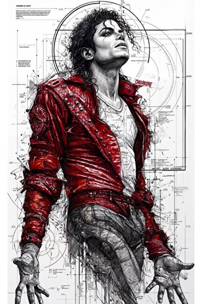 ESLEM Michael Jackson Sanatsal İllüstrasyon Tasarımlı Dijital Baskı Kağıt Poster