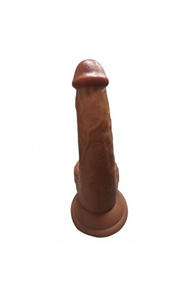 Gerçekçi Et Dokusunda Testisli Vantuzlu Melez Dildo - 19 cm