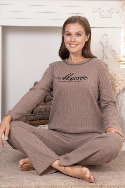 Fulla Moda Music Printed Crew Neck Pajama Set