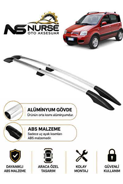 Fiat Panda 169 2003-2012 Model için Uyumlu Üst Port Bagaj Tavan Çıtası Krom Gri Reng