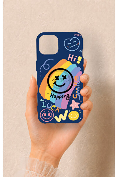 Vip Case iPhone 13 Uyumlu Happing Smile Desenli Silikon Kılıf