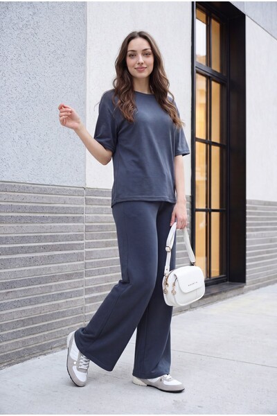 Modamorfo Crew Neck Short Sleeve Trousers with Pockets and Tie-Waist Set - Sm...