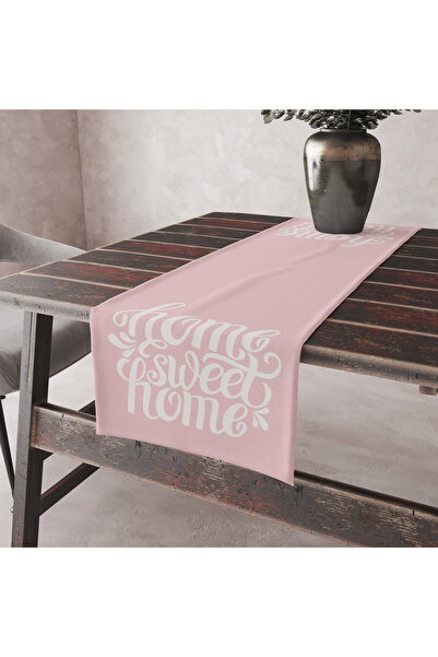 Alkan Homes 45×140 cm Home Sweet Home Powder Colored Heart Decorative Tablecl...