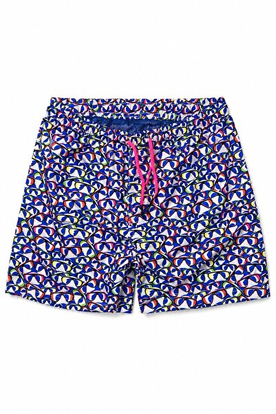 Mnk Baby&Kids Boy's Patterned Swim Shorts Pool Swimsuit M00835 White - Blue