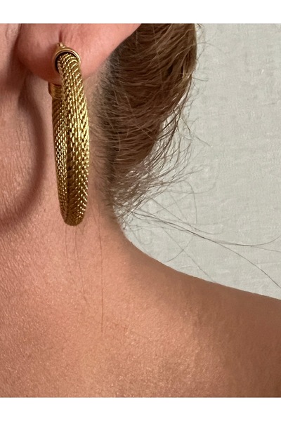 tones official Tarnish Resistant Steel Chunky Snake Sequin Hoop Earrings