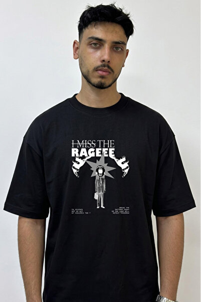 Anetos Rage Businessman_2 Design Printed Oversize Black T-Shirt