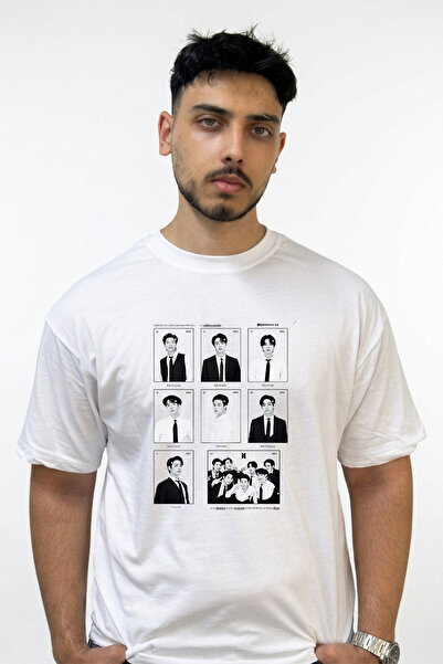 Anetos K Pop Bts_1 Design Printed Oversize White T-Shirt