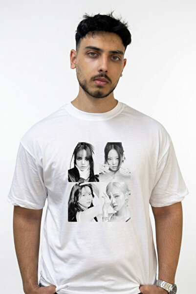 Anetos Blackpink_26 Design Printed Oversize White T-Shirt