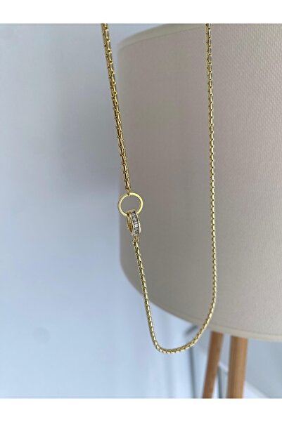 Bade Jewelry FD Gold Yılan Desen Borun Zincir&Taşlı Halka Klipsli Kararmaz Çe...