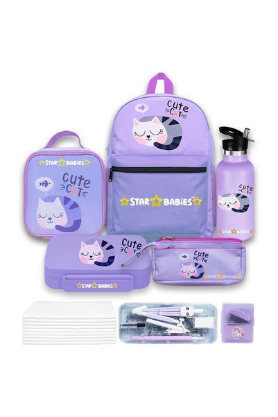 STAR BABiES - Cute Cat Backpack Set - 16-Inch - Pack of 5