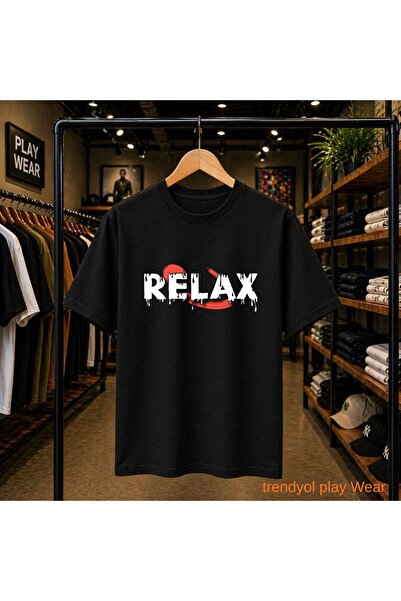 playwear Relax Printed 100% Cotton Oversize Loose Regular Fit Crew Neck T-Shirt