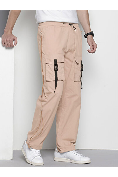 The Indian Garage Co By Styli Men Beige Relaxed Fit Cargo Joggers