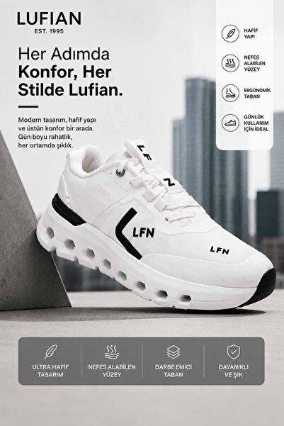 Lufian حذاء رياضي كاجوال أبيض للرجال، خفيف الوزن، مريح، بنعل سميك، برباط، حذا...